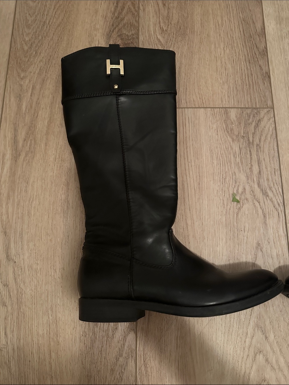 Tommy Hilfiger Black Tall Riding Boot with Gold Accent
